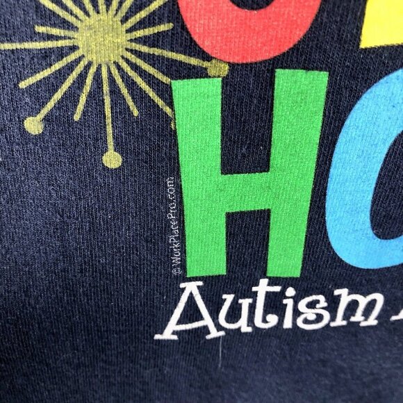 Autism Awareness Shirt Adult Size Large Navy Blue Owl Unisex Top - Picture 3 of 6